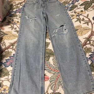 PacSun Light Blue Distressed Wide-Leg Jeans